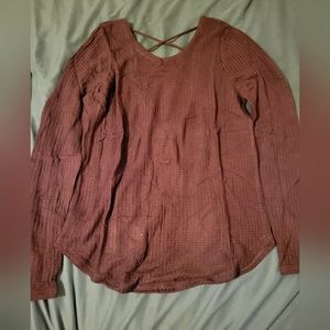 Chaser Longsleeve Stappy Back Waffle Knit Top  size medium new with tags